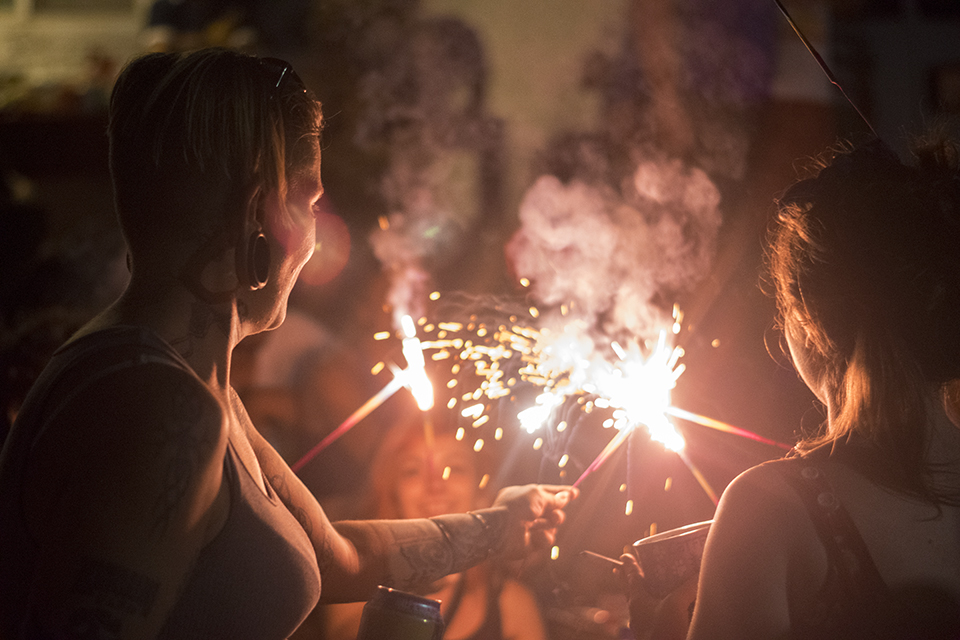 Barbie and Amy with sparklers